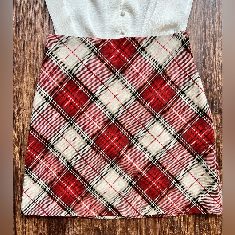NWT Red Plaid Skirt